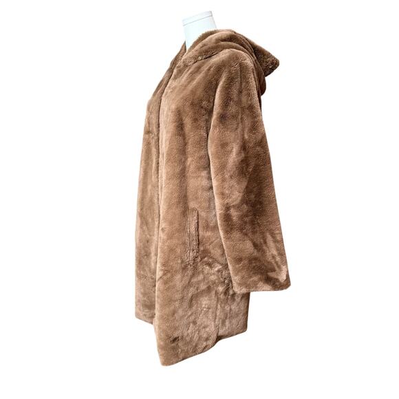 Zara Faux Fur Zip Front Teddy Bear Coat Jacket Size XL Long Sleeves Side Pockets - Picture 9 of 13